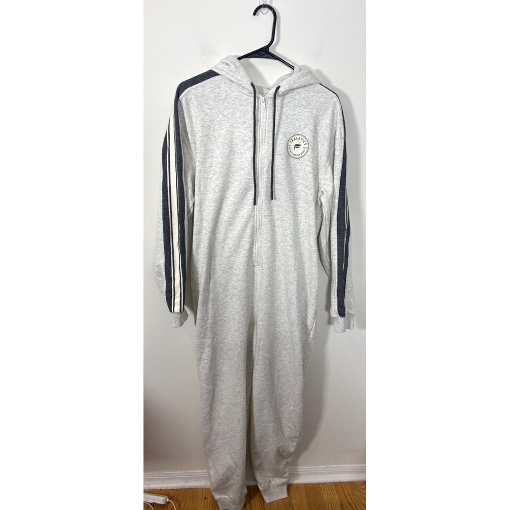 Fabletics Women's Size Medium Cozy Fleece Hooded One-Piece Comfy Heather Gray